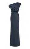 Paris Georgia Davie Draped Satin Gown In Grey