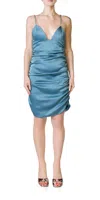 Paris Georgia Gathered-detail Spaghetti-strap Dress In Gold