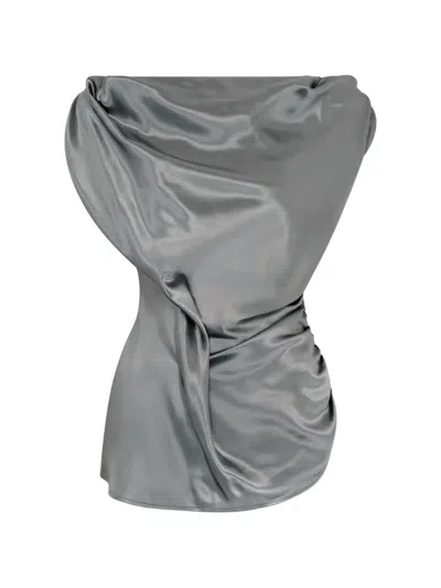 Paris Georgia Draped Top In Gray