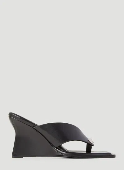 Paris Georgia Black Dune Wedge Heeled Sandals