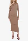 Paris Georgia Elemental Manahou One-shoulder Midi Dress In Nude