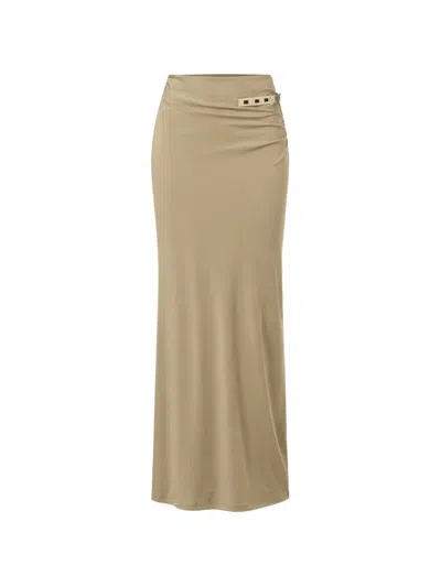 Paris Georgia Everyday Buckled Draped Maxi Skirt In Green