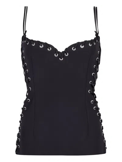 Paris Georgia Eyelet-embellished Top In Schwarz