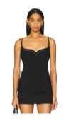 Paris Georgia Eyelet Heart Singlet Top In 黑色