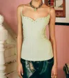 Paris Georgia Eyelet Heart Singlet Top In Dune In Green
