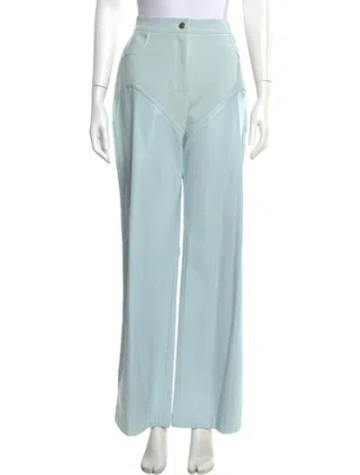 Pre-owned Paris Georgia Faux Leather Wide Leg Pants In Blue