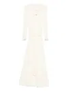 Paris Georgia Filomena Long-sleeve Wrap Dress In Neutral