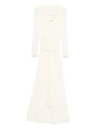 Paris Georgia Filomena Long-sleeve Wrap Dress In Neutral