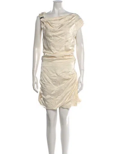 Pre-owned Paris Georgia Floral Print Mini Dress W/ Tags In Neutral