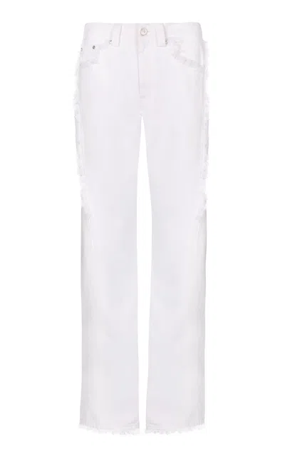 Paris Georgia Fray Cotton Denim Jeans In White