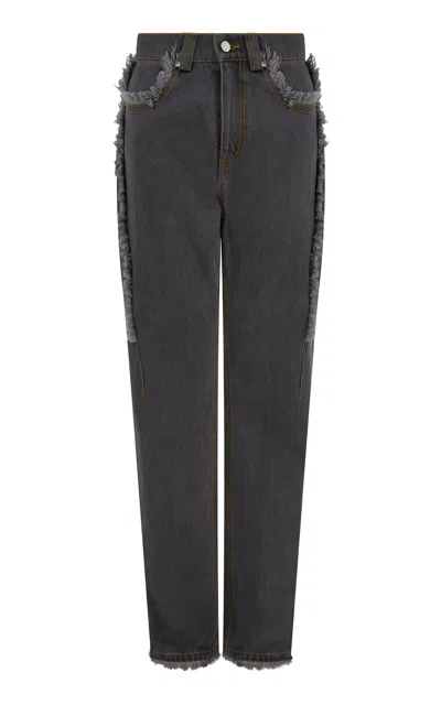 Paris Georgia Fray Frindged Jeans In Grey