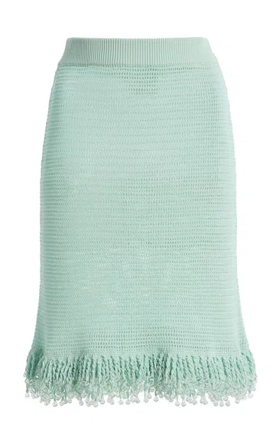 Paris Georgia Fringe Cotton Midi Skirt In Blue