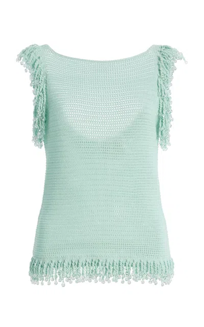Paris Georgia Fringe Cotton Top In Blue