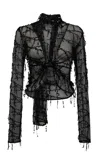 Paris Georgia Fringe Embellished Top In Black