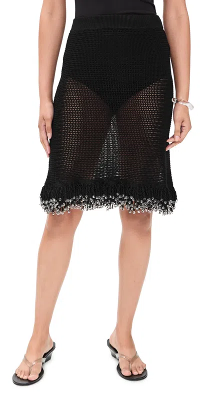Paris Georgia Fringe Knit Skirt Black
