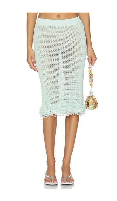 Paris Georgia Fringe Skirt In Celeste Blue