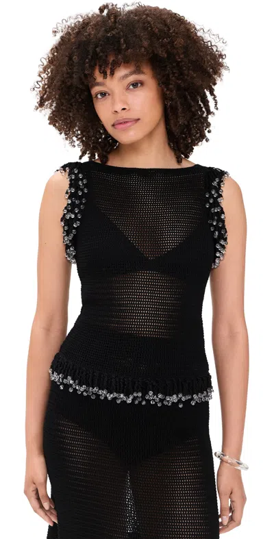 Paris Georgia Fringe Top Black