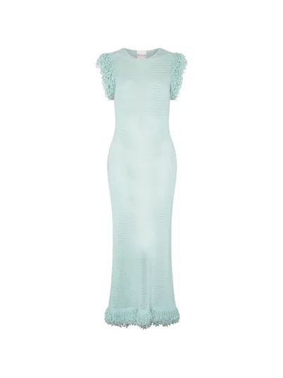Paris Georgia Fringed Fishnet Dress In Blue