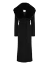 Paris Georgia Gabby Fur-collar Belted Coat In Black