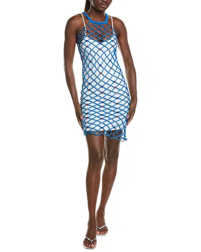Paris Georgia Glass Beaded Net Skirt In Blue
