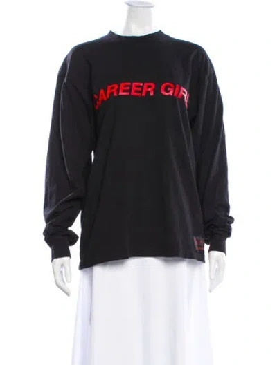 Pre-owned Paris Georgia Graphic Print Crew Neck Top In Black