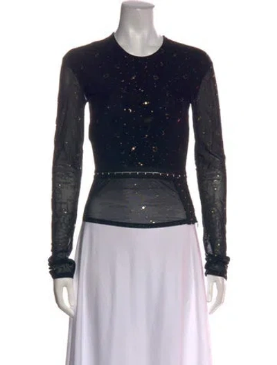 Pre-owned Paris Georgia Graphic Print Crew Neck Top In Black