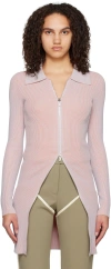 Paris Georgia Gray & Pink Zip-up Polo In Grey/ Salmon