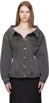 Paris Georgia Jemimah Denim Fitted Jacket In Gray
