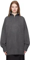 Paris Georgia Gray Oversized Zip Sweater In Gray
