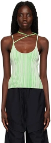 Paris Georgia Green Asymmetric Tank Top In Green/ Ivory