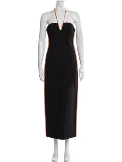 Pre-owned Paris Georgia Halterneck Long Dress In Black