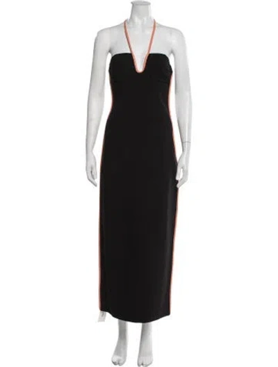 Pre-owned Paris Georgia Halterneck Long Dress In Black
