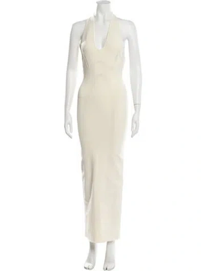 Pre-owned Paris Georgia Halterneck Long Dress In White