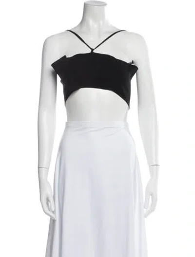 Pre-owned Paris Georgia Halterneck Sleeveless Crop Top In Black