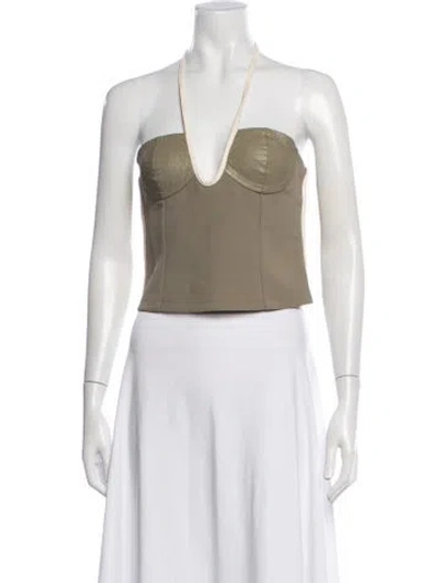 Pre-owned Paris Georgia Halterneck Sleeveless Crop Top In Green