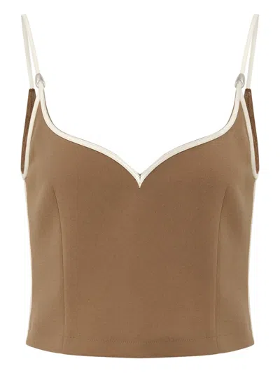 Paris Georgia Heart Trim-detail Top In Brown