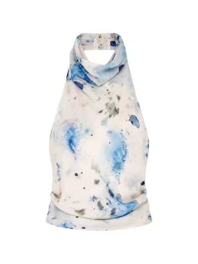 Paris Georgia High-neck Wrap Top In White