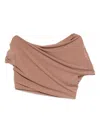 Paris Georgia Ida Draped Short-sleeve Top In Nude