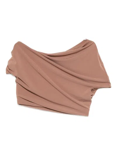 Paris Georgia Ida Draped Short-sleeve Top In Nude