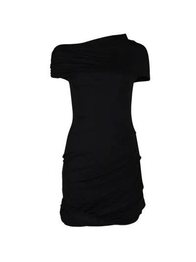 Paris Georgia Ida Off-shoulder Ruched Mini Dress In Black