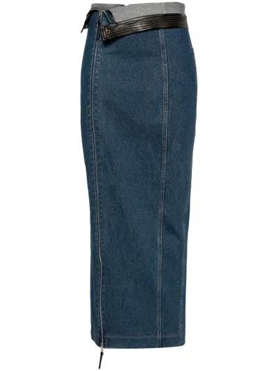 Paris Georgia Jo Maxi Denim Skirt In Blue