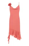 Paris Georgia Julia Ruffled Silk Dress In Red