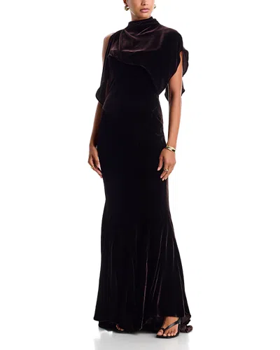 Paris Georgia Kate Velvet Cape Maxi Dress In Black