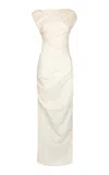 Paris Georgia Kaya Ruched Cotton Gown In White