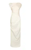 Paris Georgia Kaya Ruched Maxi Dress In Ivory