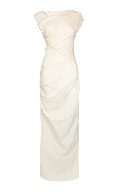 Paris Georgia Kaya Ruched Maxi Dress In Ivory