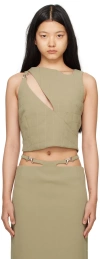 Paris Georgia Khaki Quilted Tank Top In Khaki