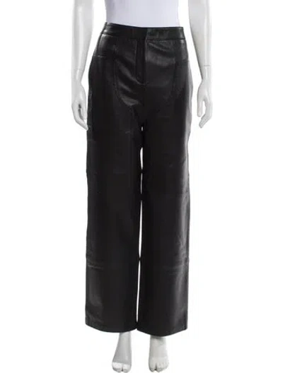 Pre-owned Paris Georgia Leather Wide Leg Pants In Gray