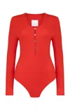 Paris Georgia Lera Button-detailed Bodysuit In Red