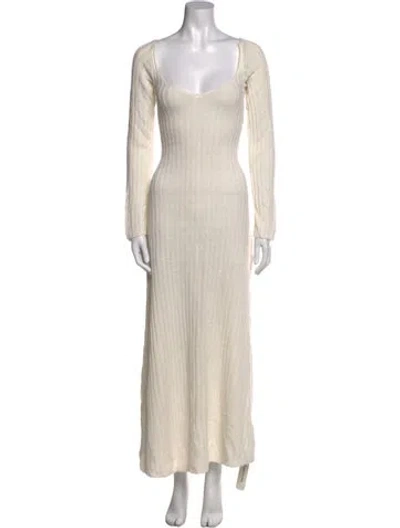 Pre-owned Paris Georgia Linen Long Dress In White